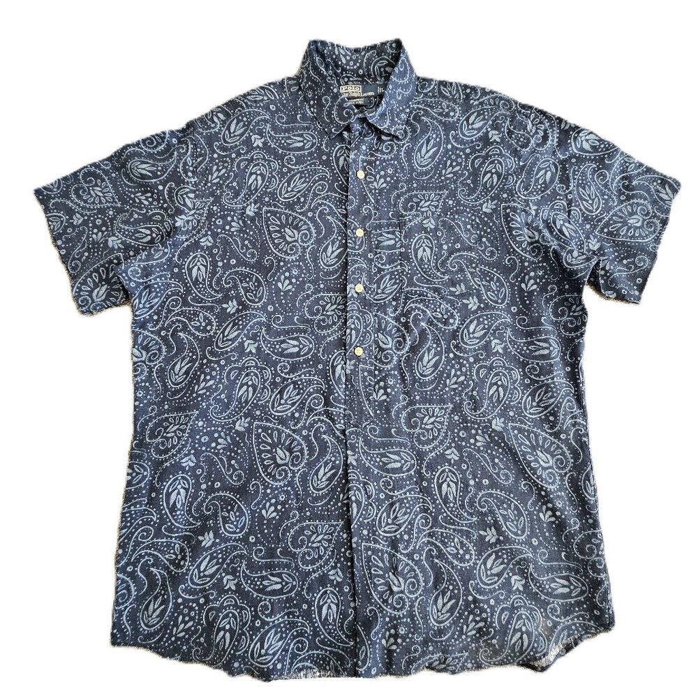 Men's Vtg Polo Ralph Lauren Button Up Shirt‎ Paisley Print Short Sleeves Sz MED